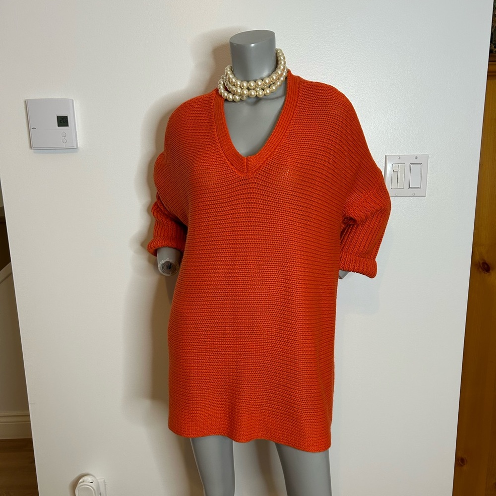 Gorgeous Noisy may Orange V-Neck knit Sweater❤️M